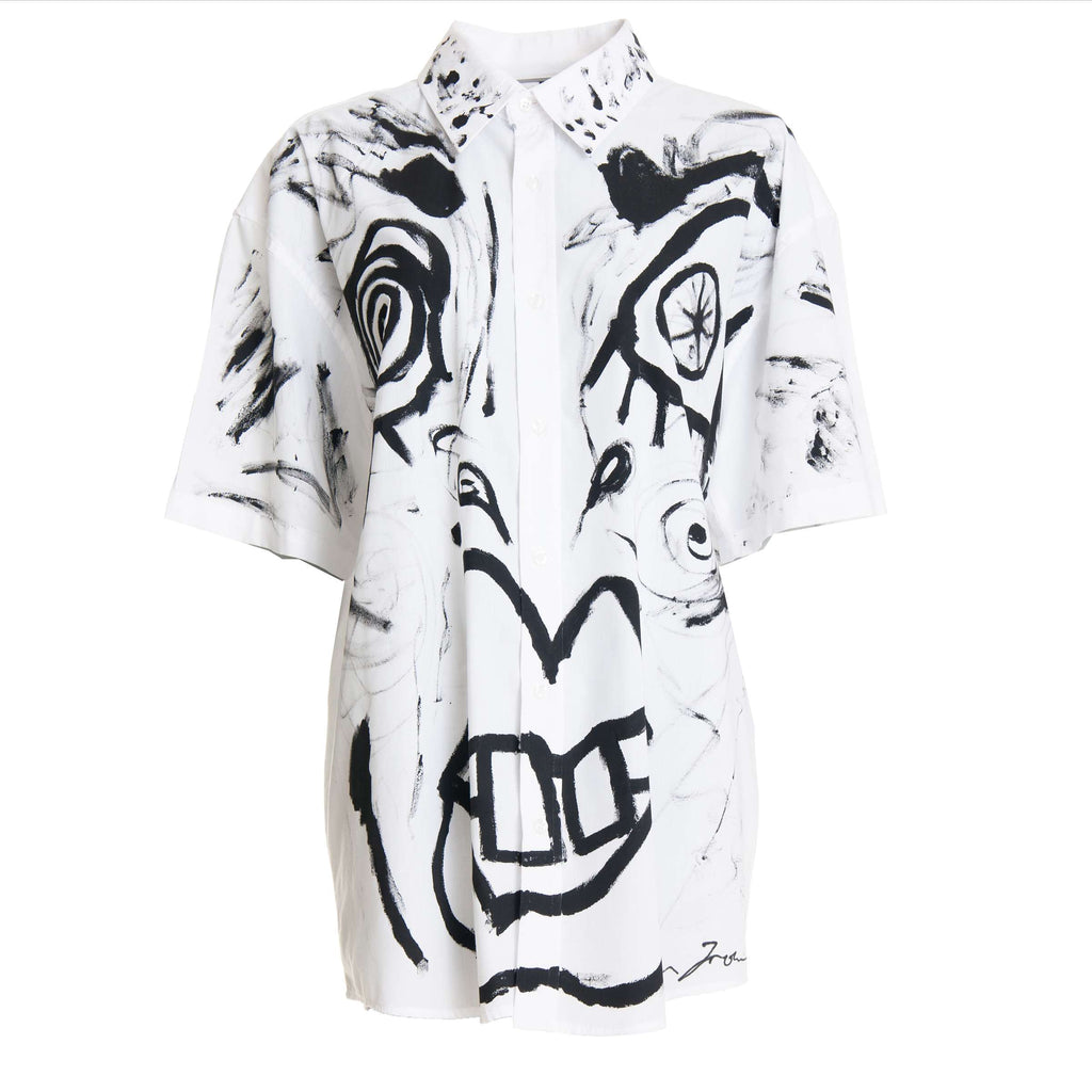 Reworked White Shirt with Black Acrylic Paint