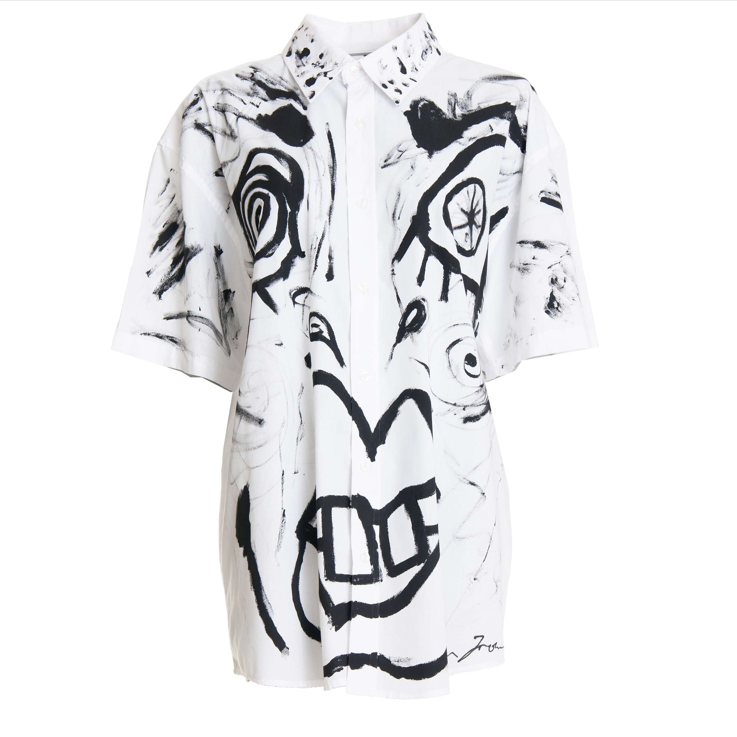 Reworked White Shirt with Black Acrylic Paint