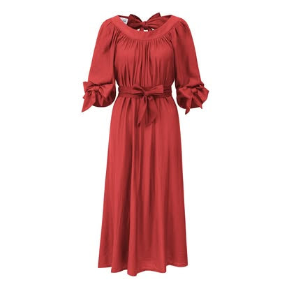 Coral Silk Linen Dress