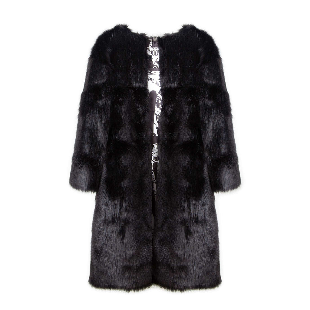 "Back Fur Logo Coat" Coat