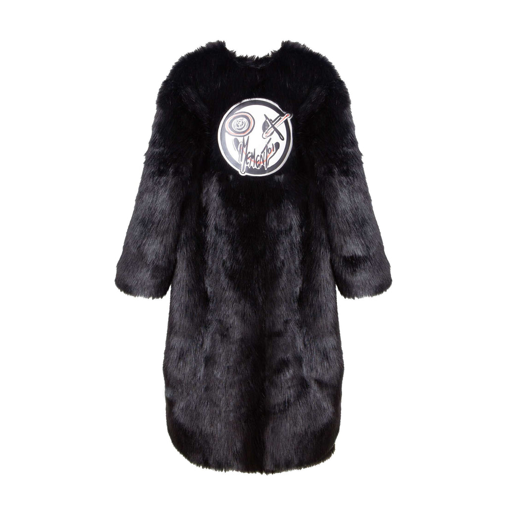 "Back Fur Logo Coat" Coat