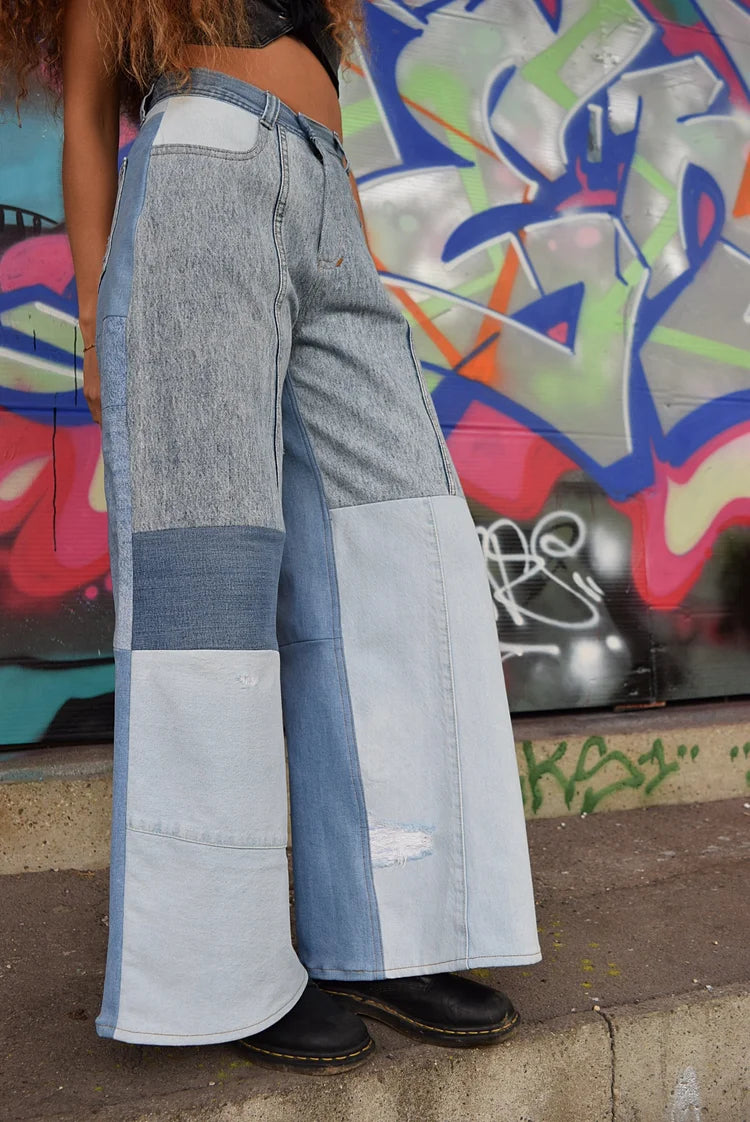 Patchwork Wide Leg Pants