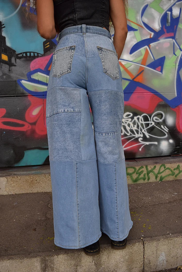 Patchwork Wide Leg Pants