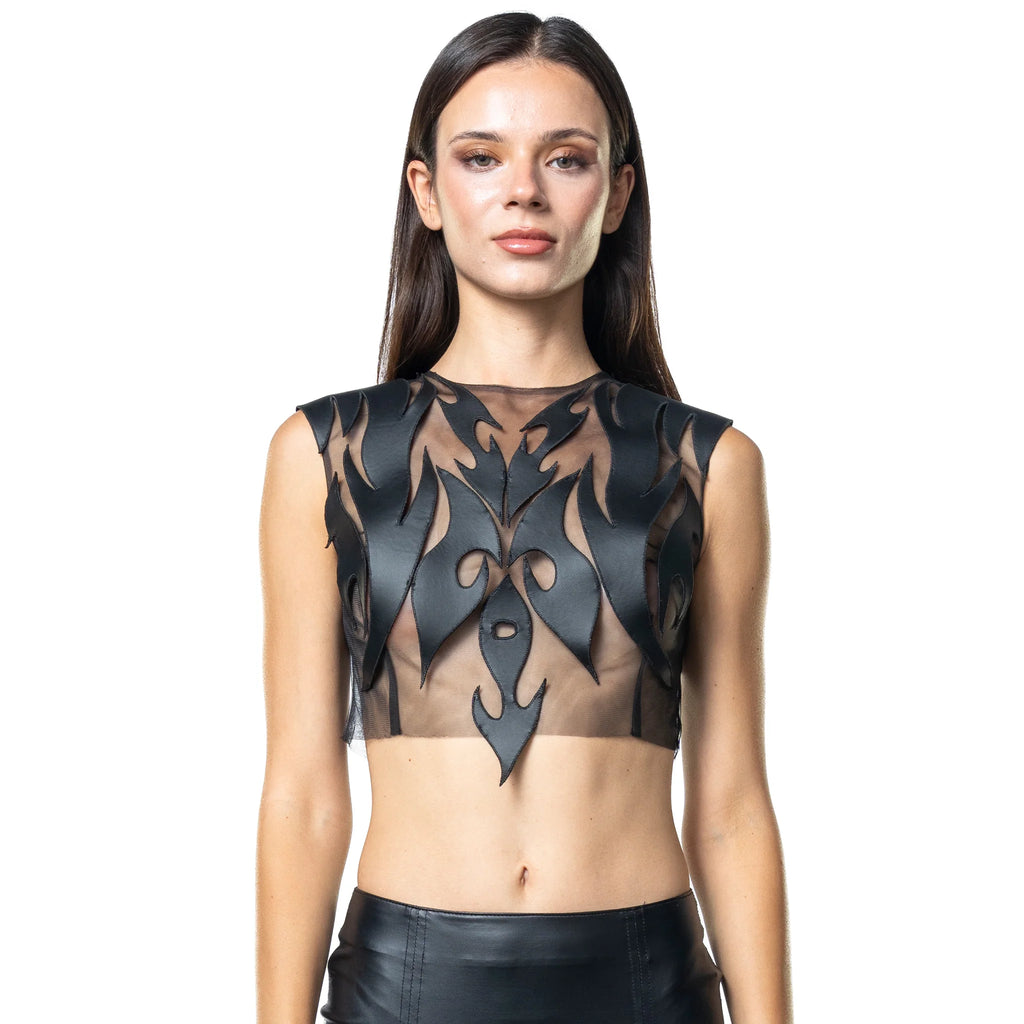 Third Eye transparentes Tüll-Crop-Top