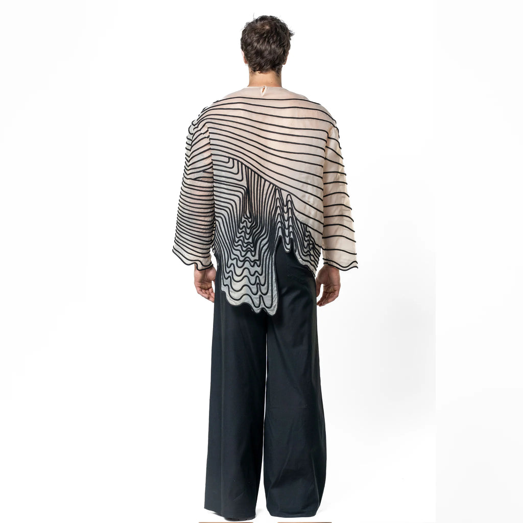Transmission transparentes Organza-Top – Schwarz & Beige